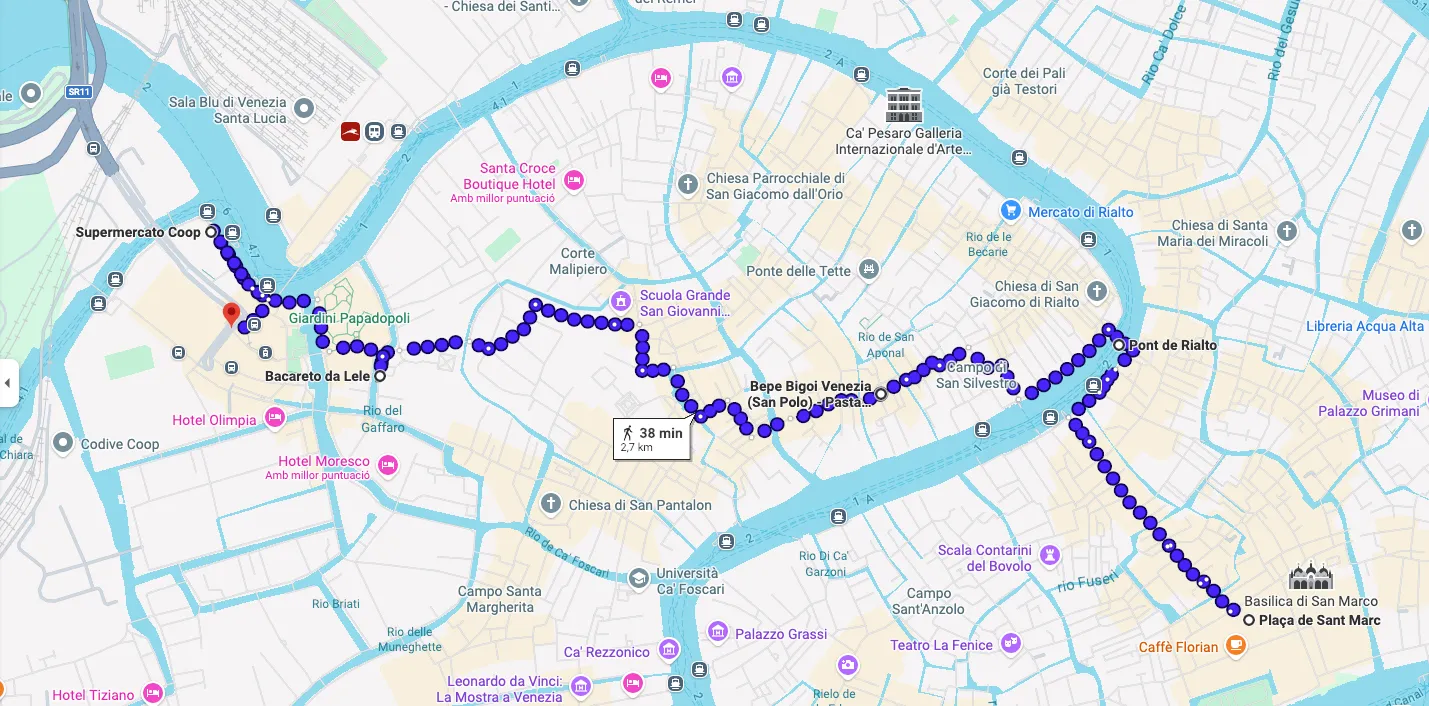 Ruta turística per Venècia